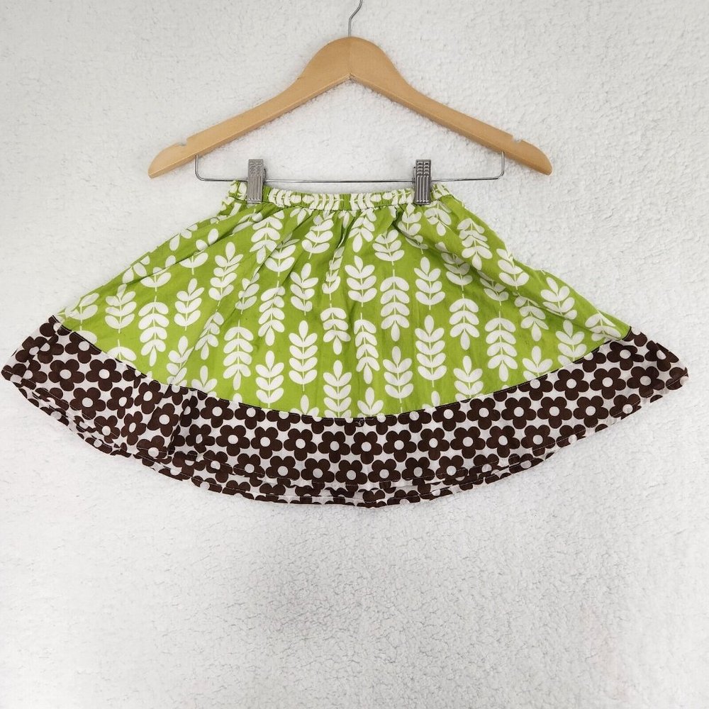 Carter Skirt Girls Green Brown White Floral Size 5